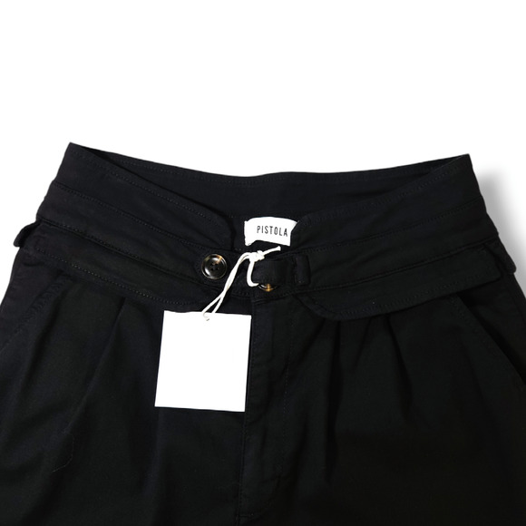 NWT Pistola Kori High Waisted Pleated Trouser Pants Sz. 27x29 Night Shift Black - Picture 5 of 10